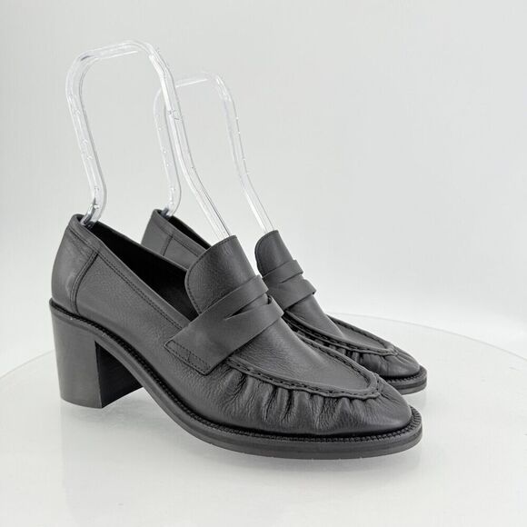 Aquatalia Josette Leather Slip On Heeled Loafers Waterproof - Picture 2 of 15